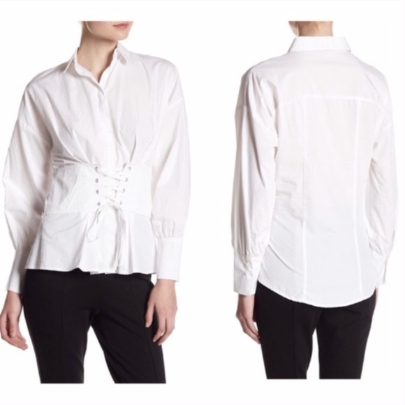 NWT Romeo & Juliet Couture Front Corset Button Down - Picture 1 of 5